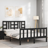 Cadre de lit sans matelas noir 140x190 cm bois de pin massif