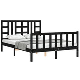 Cadre de lit sans matelas noir 140x190 cm bois de pin massif