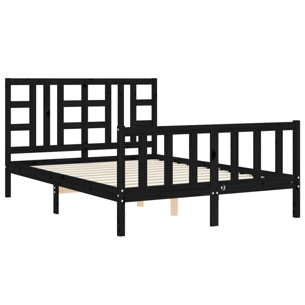 Cadre de lit sans matelas noir 140x190 cm bois de pin massif