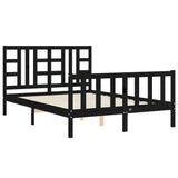 Cadre de lit sans matelas noir 140x190 cm bois de pin massif