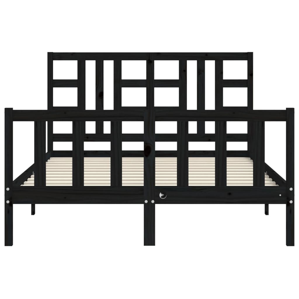 Cadre de lit sans matelas noir 140x190 cm bois de pin massif