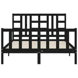 Cadre de lit sans matelas noir 140x190 cm bois de pin massif