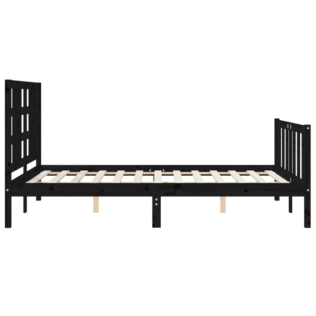 Cadre de lit sans matelas noir 140x190 cm bois de pin massif