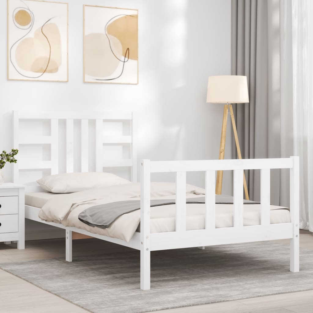 Bed frame without mattress white 90x200 cm solid pine wood