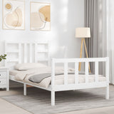 Bed frame without mattress white 90x200 cm solid pine wood