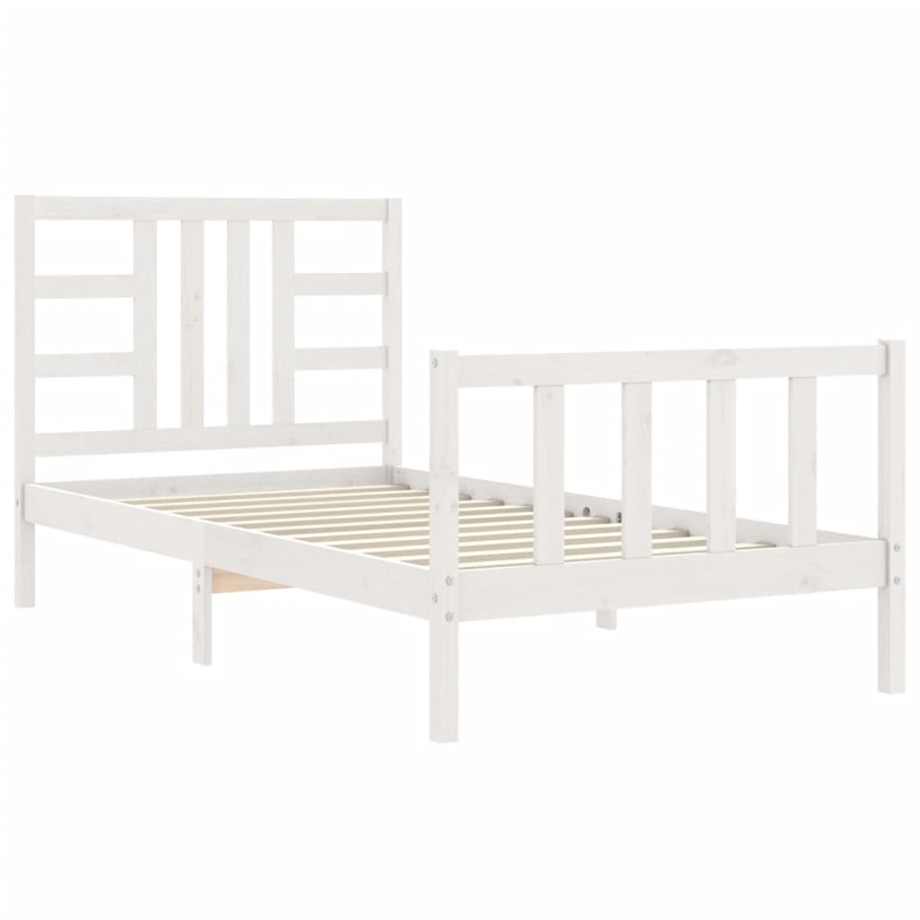 Bed frame without mattress white 90x200 cm solid pine wood