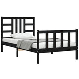 Cadre de lit sans matelas noir 100x200 cm bois massif de pin