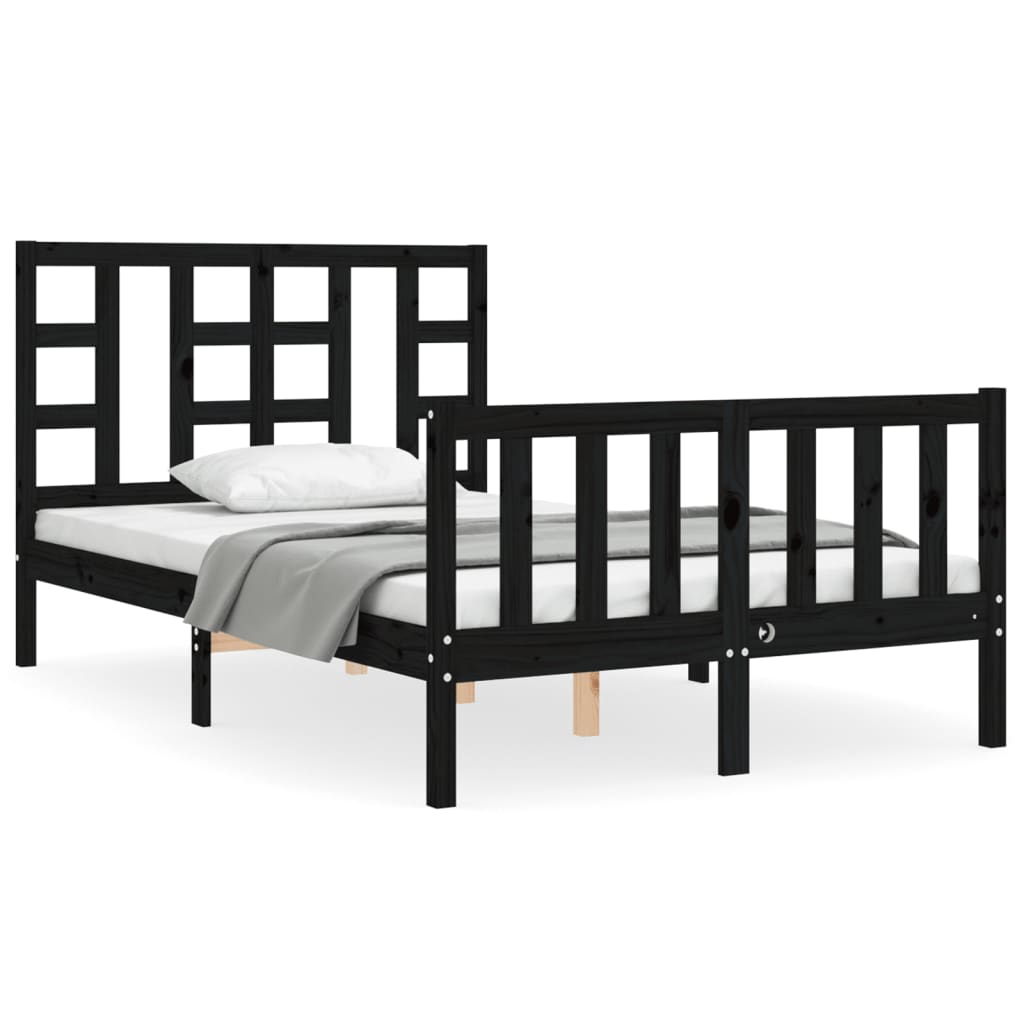 Cadre de lit sans matelas noir 120x200 cm bois de pin massif