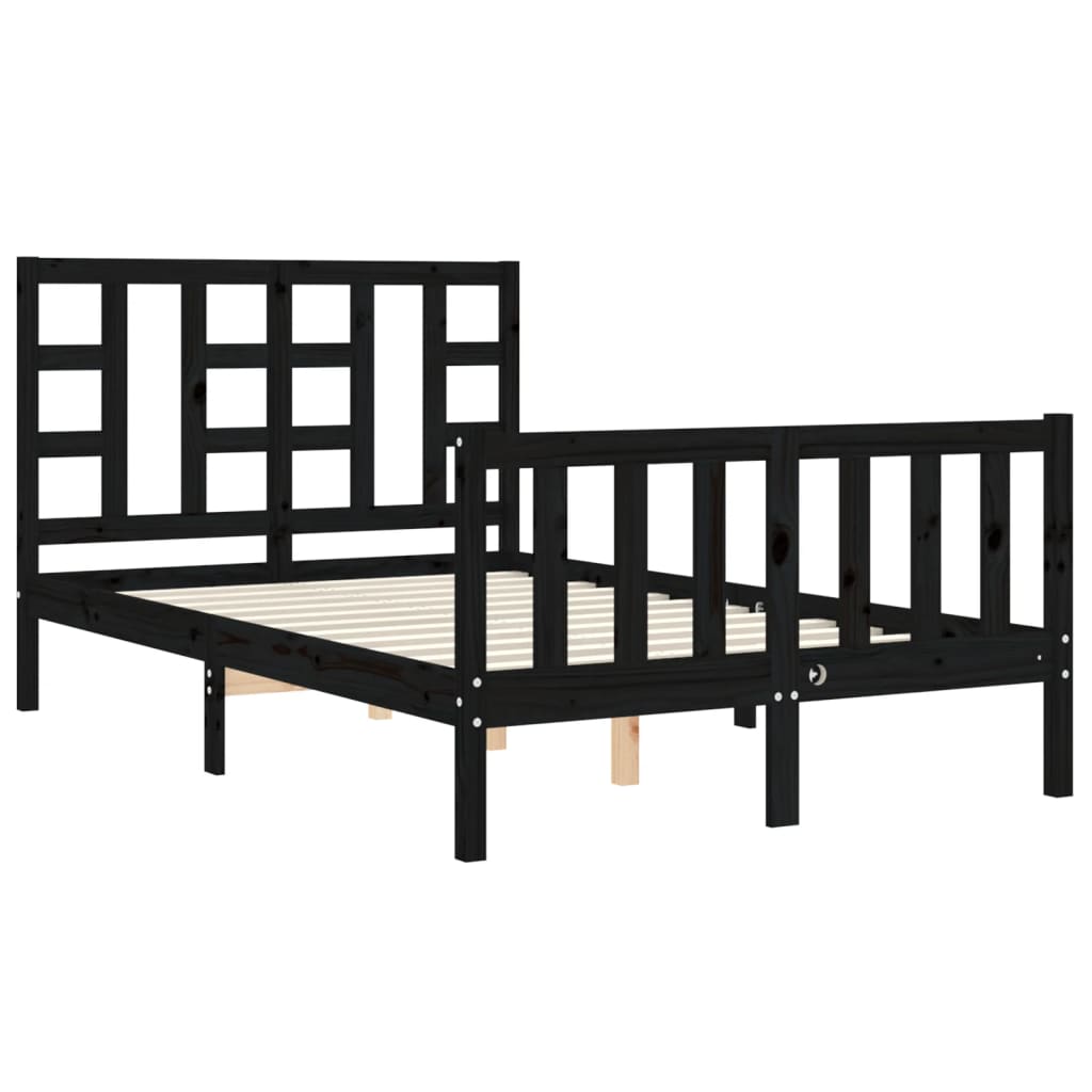 Cadre de lit sans matelas noir 120x200 cm bois de pin massif