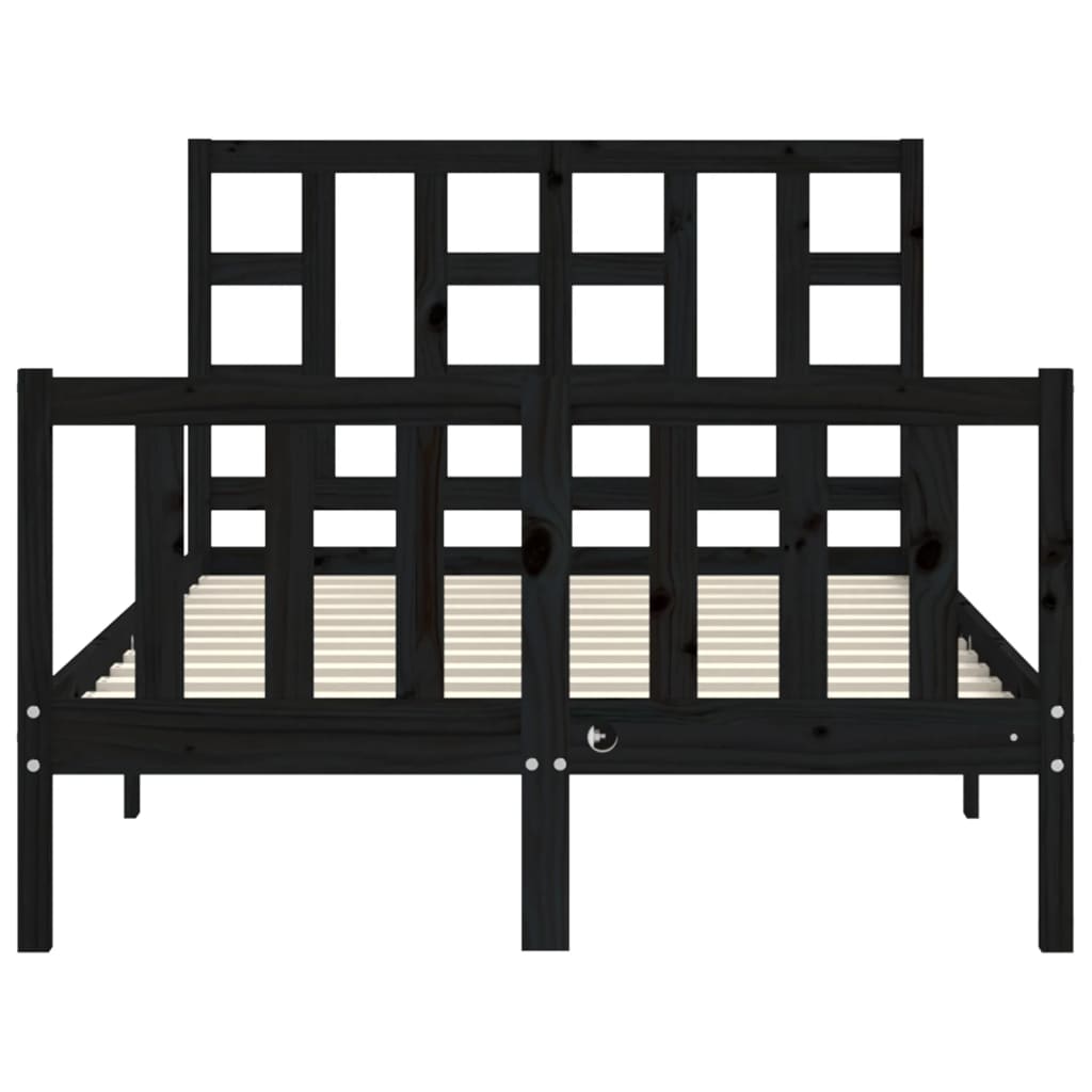 Cadre de lit sans matelas noir 120x200 cm bois de pin massif