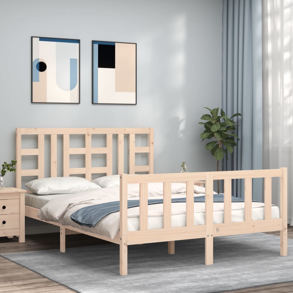 Bed frame without mattress 140x200 cm solid pine wood