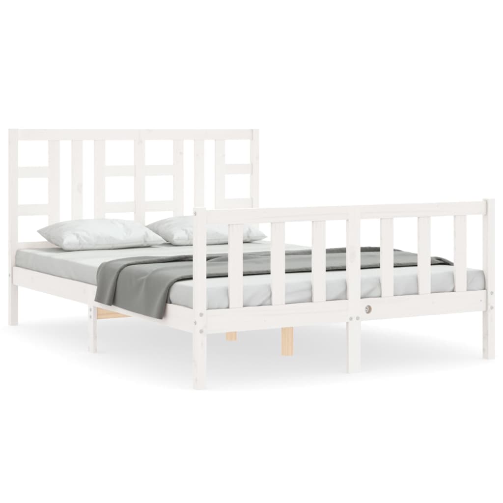 Cadre de lit sans matelas blanc 140x200 cm bois de pin massif