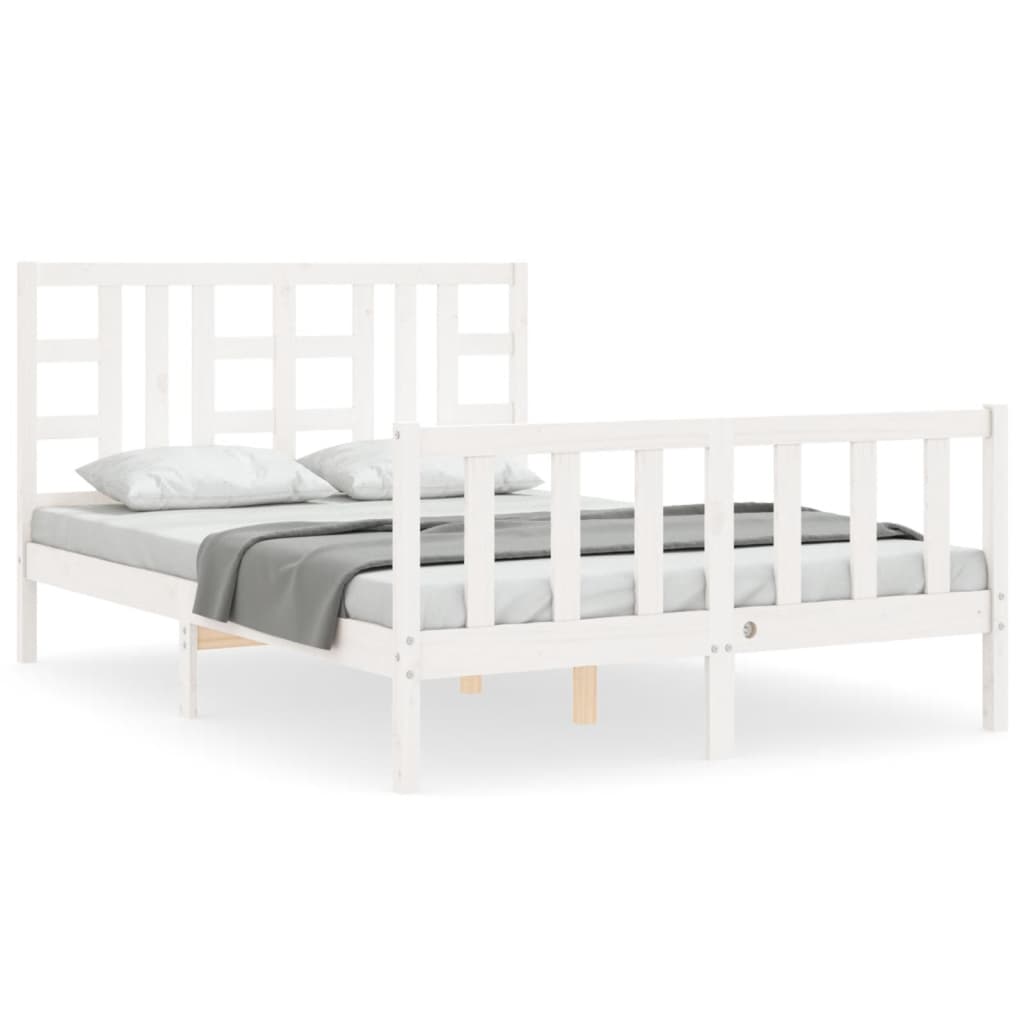 Cadre de lit sans matelas blanc bois de pin massif