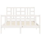 Cadre de lit sans matelas blanc bois de pin massif