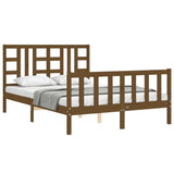 Cadre de lit sans matelas marron miel bois massif