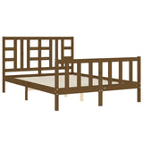 Cadre de lit sans matelas marron miel bois massif