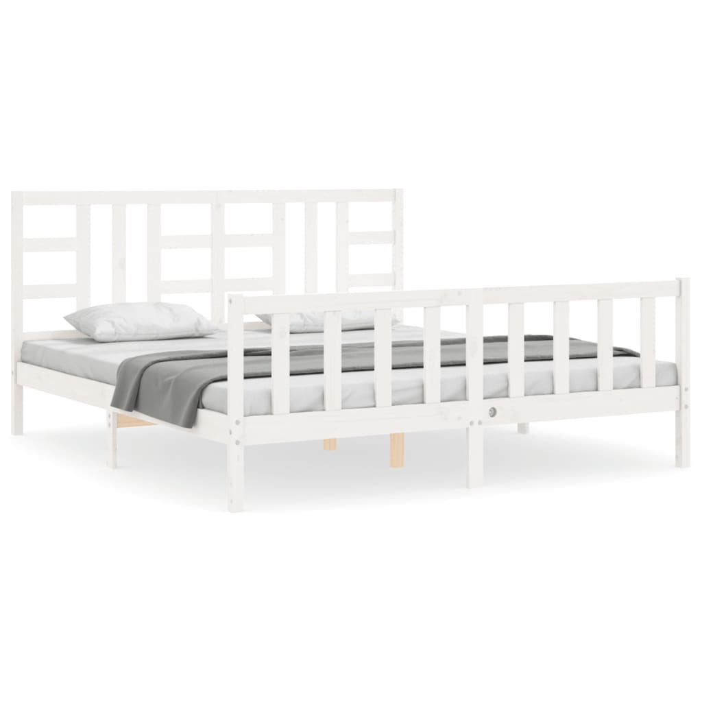 Cadre de lit sans matelas blanc bois de pin massif