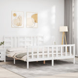 Cadre de lit sans matelas blanc bois de pin massif