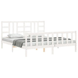 Cadre de lit sans matelas blanc bois de pin massif