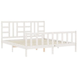 Cadre de lit sans matelas blanc bois de pin massif