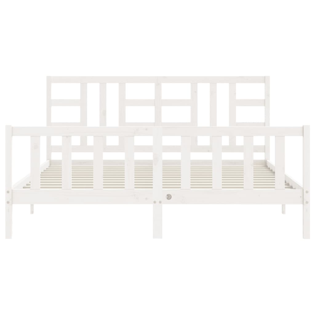 Cadre de lit sans matelas blanc bois de pin massif