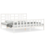 Cadre de lit sans matelas blanc 200x200 cm bois massif de pin