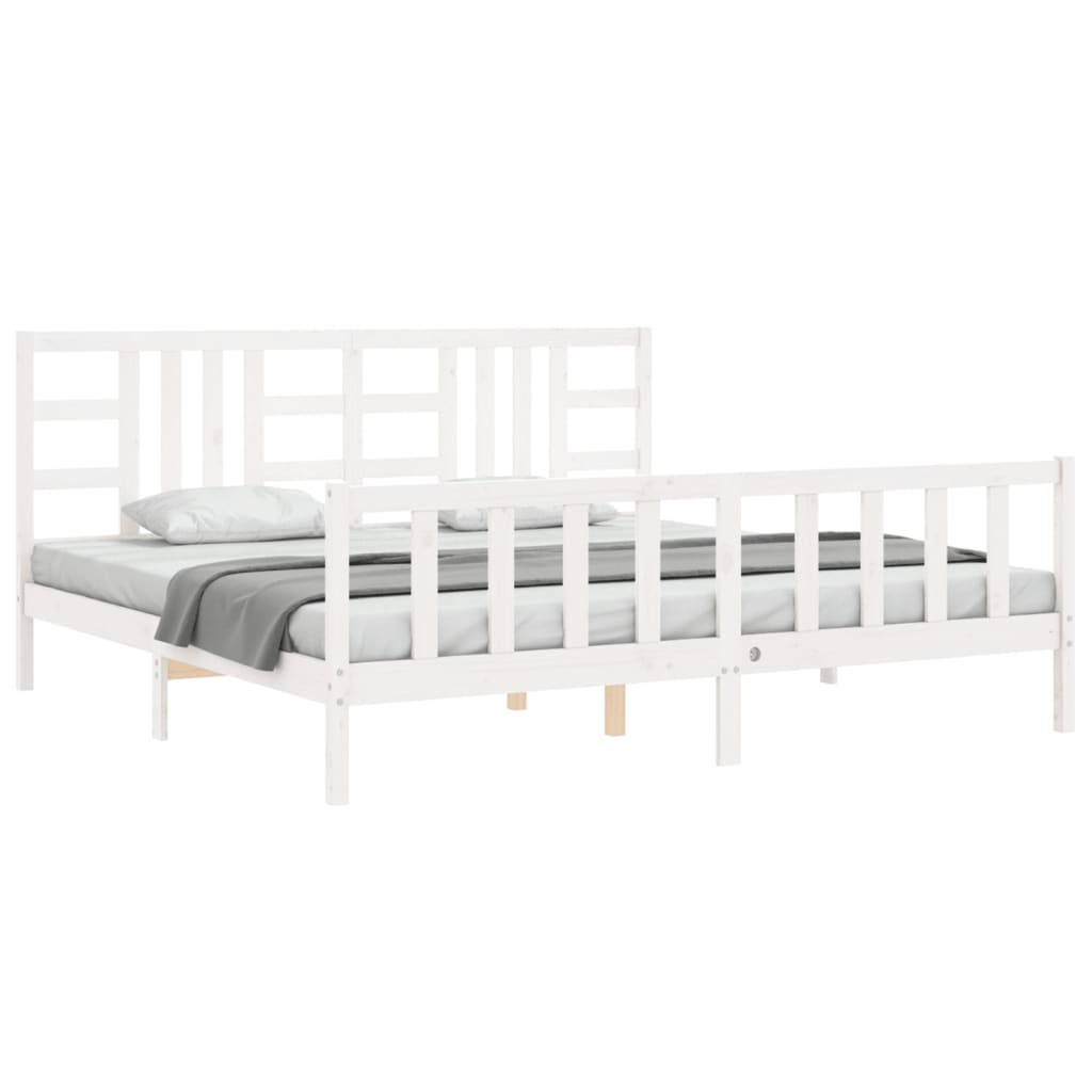 Cadre de lit sans matelas blanc 200x200 cm bois massif de pin