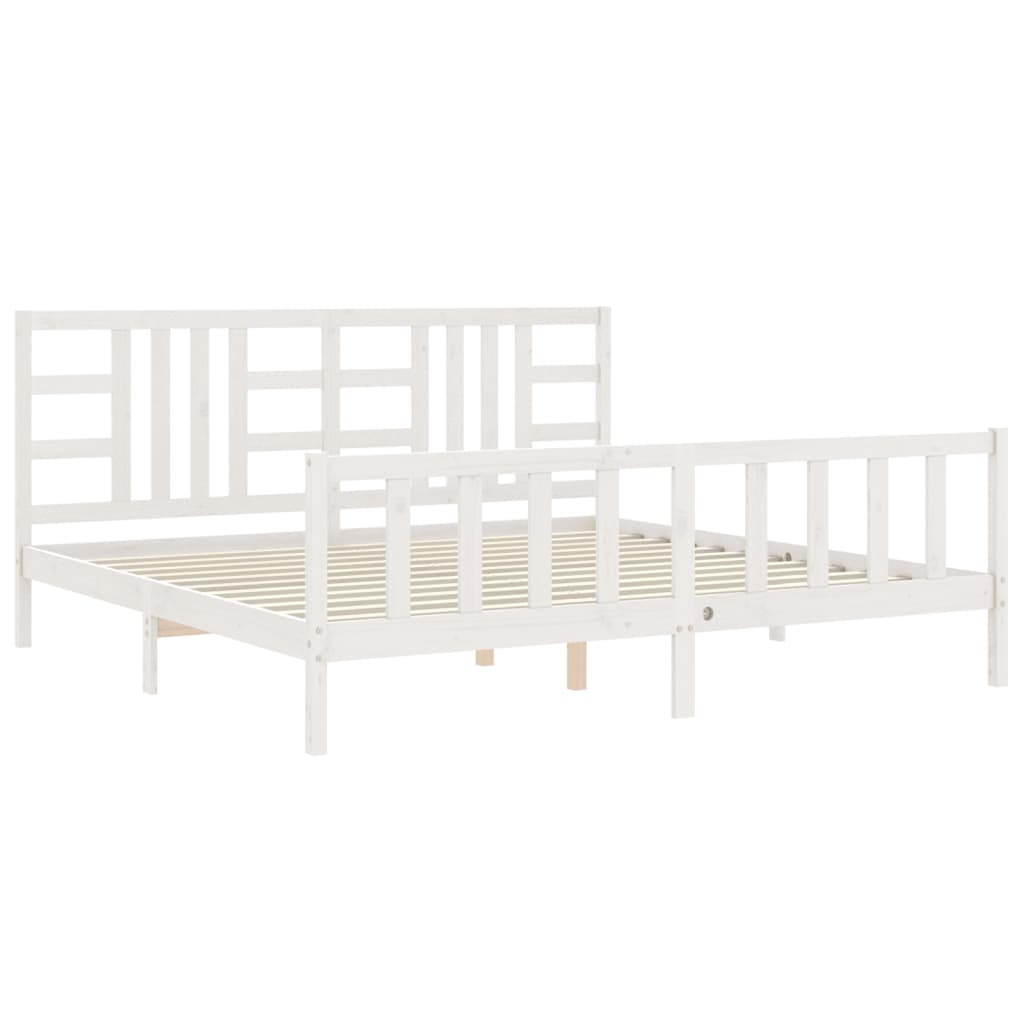 Cadre de lit sans matelas blanc 200x200 cm bois massif de pin