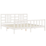 Cadre de lit sans matelas blanc 200x200 cm bois massif de pin