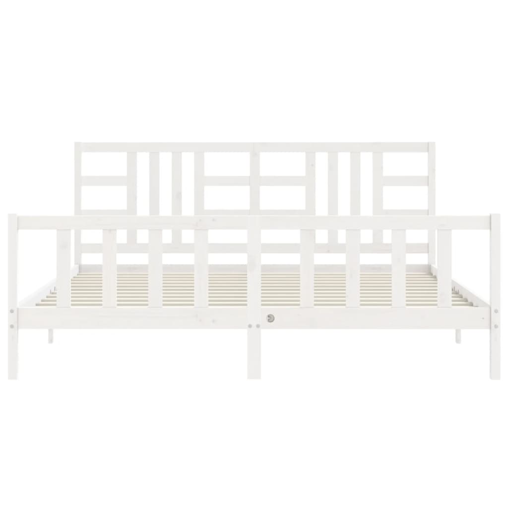 Cadre de lit sans matelas blanc 200x200 cm bois massif de pin