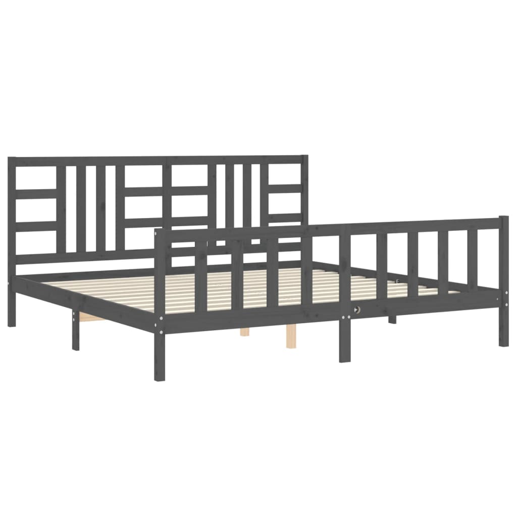 Cadre de lit sans matelas gris 200x200 cm bois massif de pin