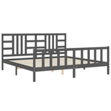 Cadre de lit sans matelas gris 200x200 cm bois massif de pin