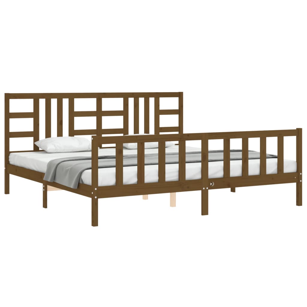 Cadre de lit sans matelas marron miel 200x200cm bois pin massif