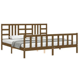 Cadre de lit sans matelas marron miel 200x200cm bois pin massif