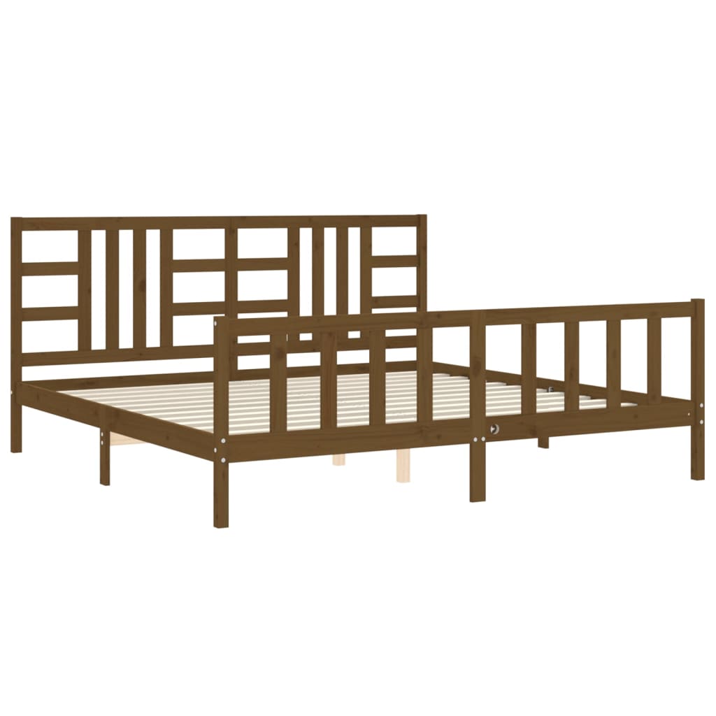 Cadre de lit sans matelas marron miel 200x200cm bois pin massif