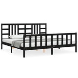 Cadre de lit sans matelas noir 200x200 cm bois massif de pin