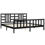 Cadre de lit sans matelas noir 200x200 cm bois massif de pin