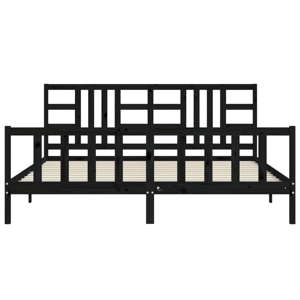 Cadre de lit sans matelas noir 200x200 cm bois massif de pin