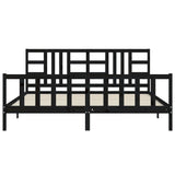 Cadre de lit sans matelas noir 200x200 cm bois massif de pin