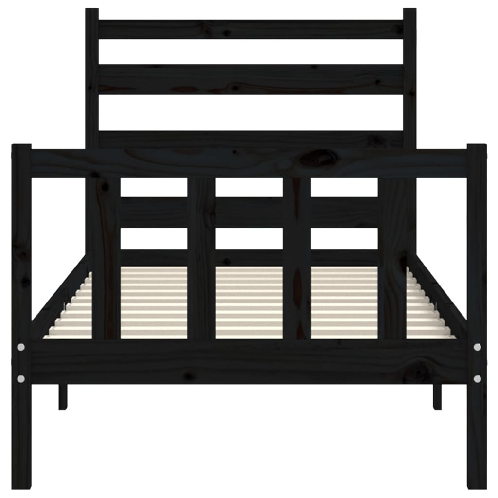 Cadre de lit sans matelas noir 90x190 cm bois de pin massif