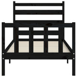 Cadre de lit sans matelas noir 90x190 cm bois de pin massif