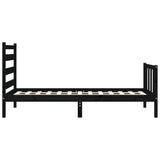 Cadre de lit sans matelas noir 90x190 cm bois de pin massif