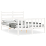 Cadre de lit sans matelas blanc bois de pin massif