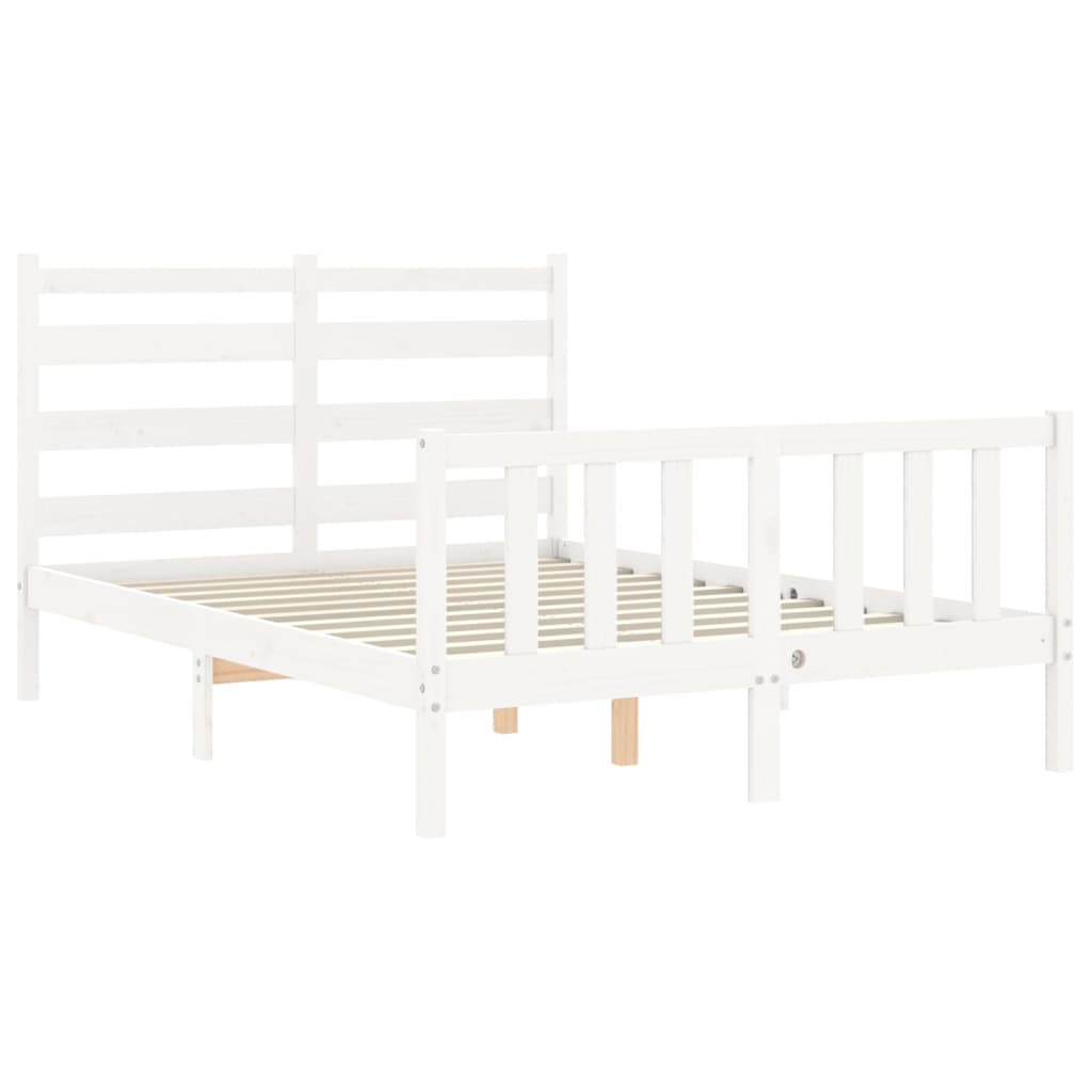 Cadre de lit sans matelas blanc bois de pin massif