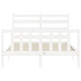 Cadre de lit sans matelas blanc bois de pin massif