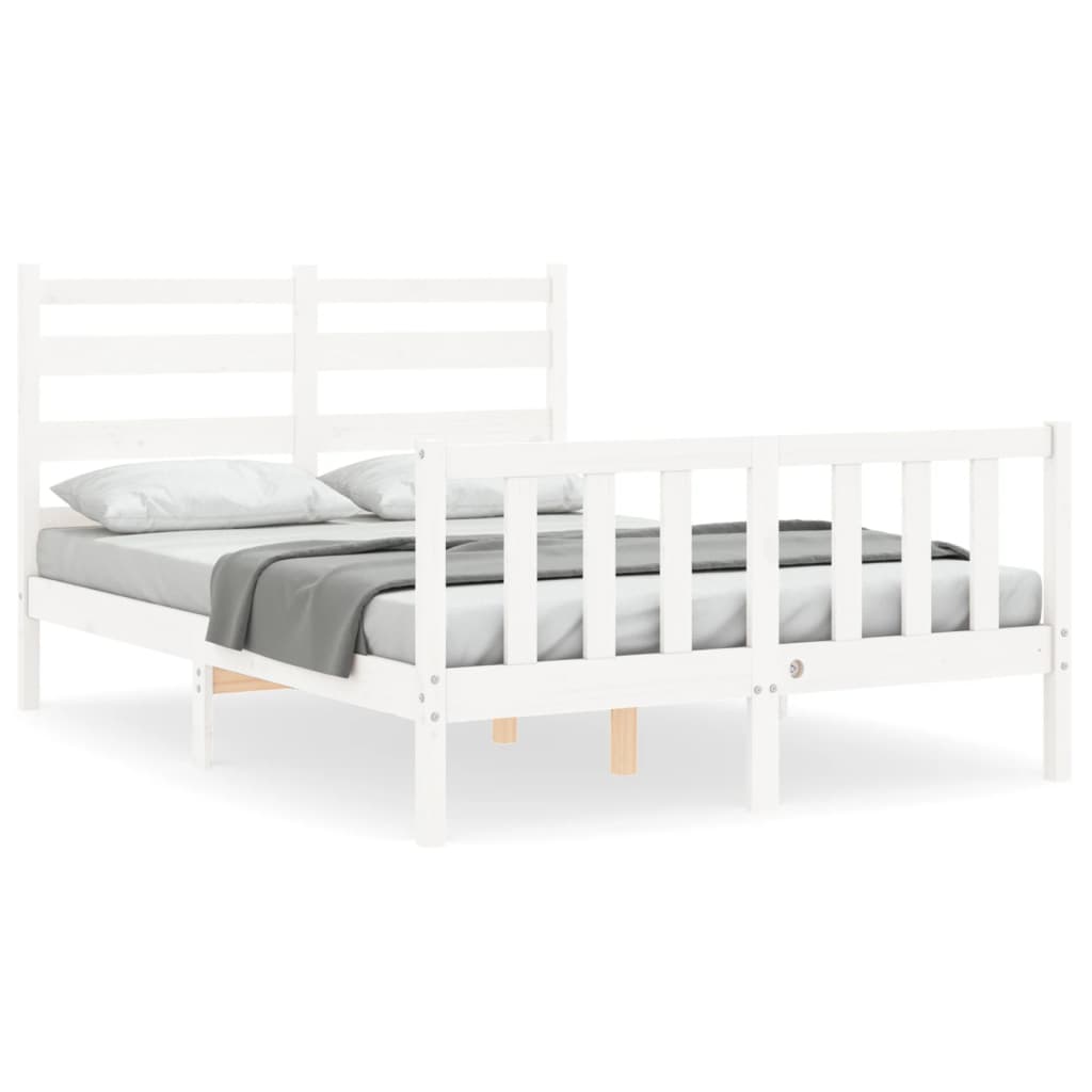 Cadre de lit sans matelas blanc 140x190 cm bois de pin massif