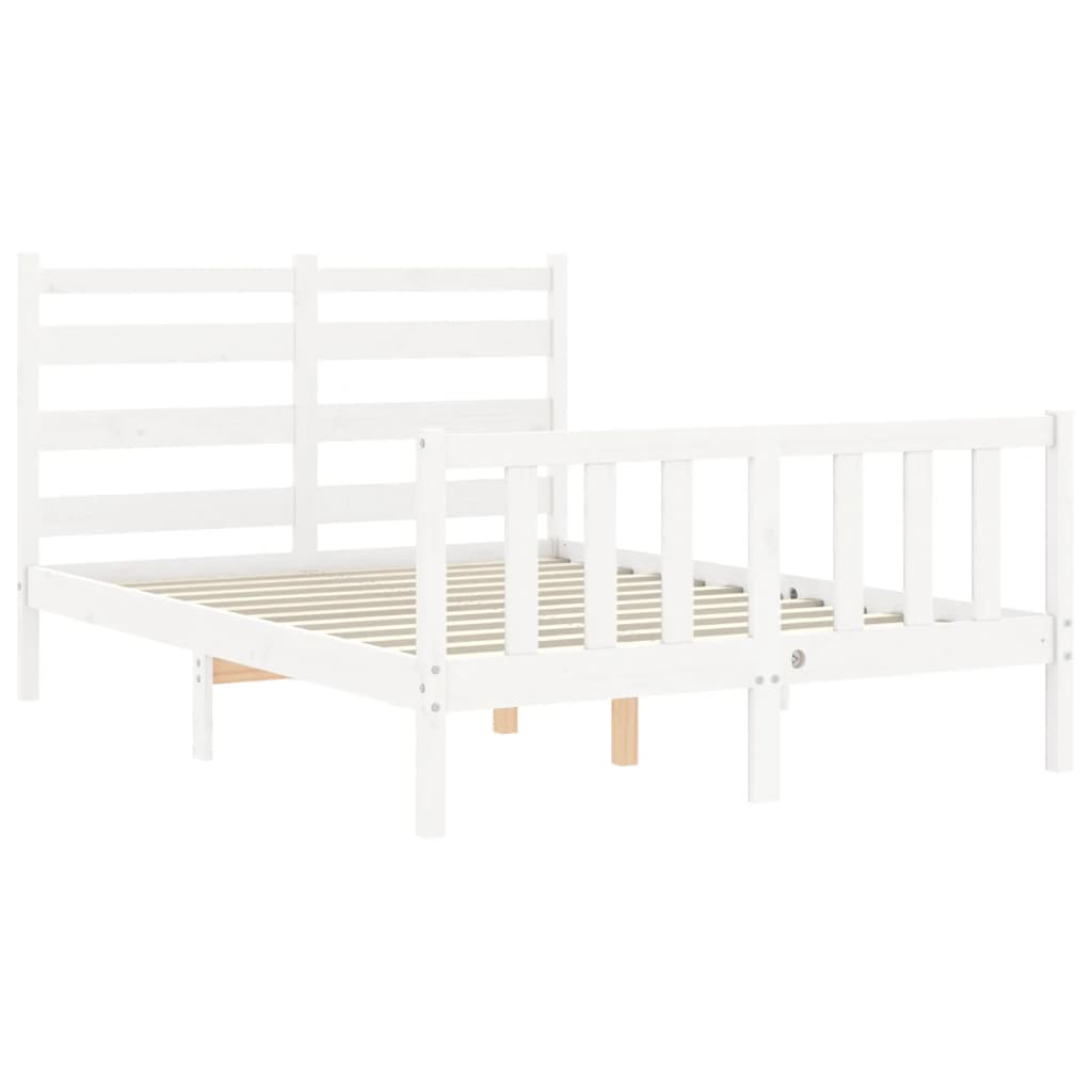 Cadre de lit sans matelas blanc 140x190 cm bois de pin massif