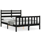 Cadre de lit sans matelas noir 140x190 cm bois de pin massif