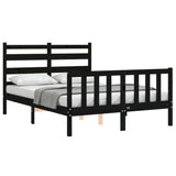 Cadre de lit sans matelas noir 140x190 cm bois de pin massif