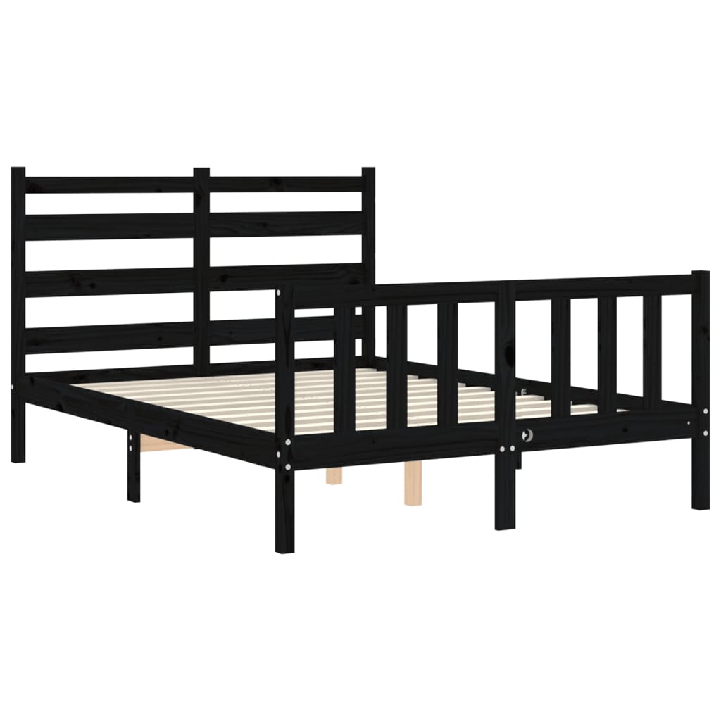 Cadre de lit sans matelas noir 140x190 cm bois de pin massif